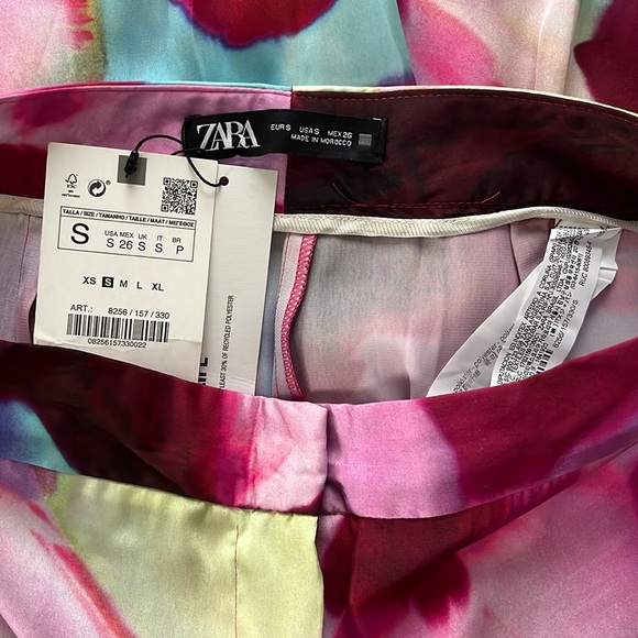 ZARA Satin Floral Print Palazzo Pant Trousers - Picture 6 of 16